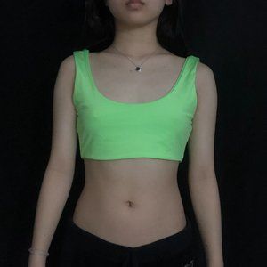 Lime Mix & Match Scoop Neck Top- Prettylittlething